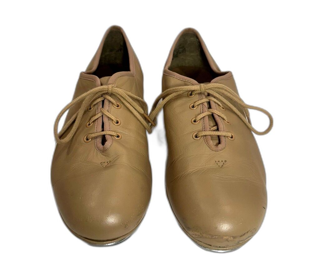 Capezio Leather Tap Shoes Women’s 10.5 M Tan Lace-Up Tele Tone Made in Thailand